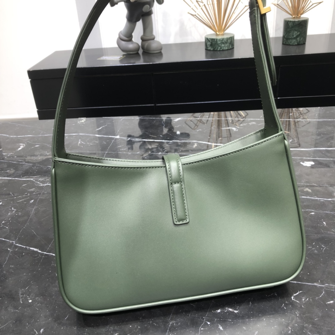 Saint Laurent LE 5 A 7 Smooth Calfskin Shoulder Bag Handbag Green 657228 